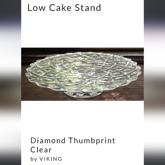 Viking 12" Low Cake Stand "Diamond Thumbprint Clear" Vintage EUC - Picture 1 of 14